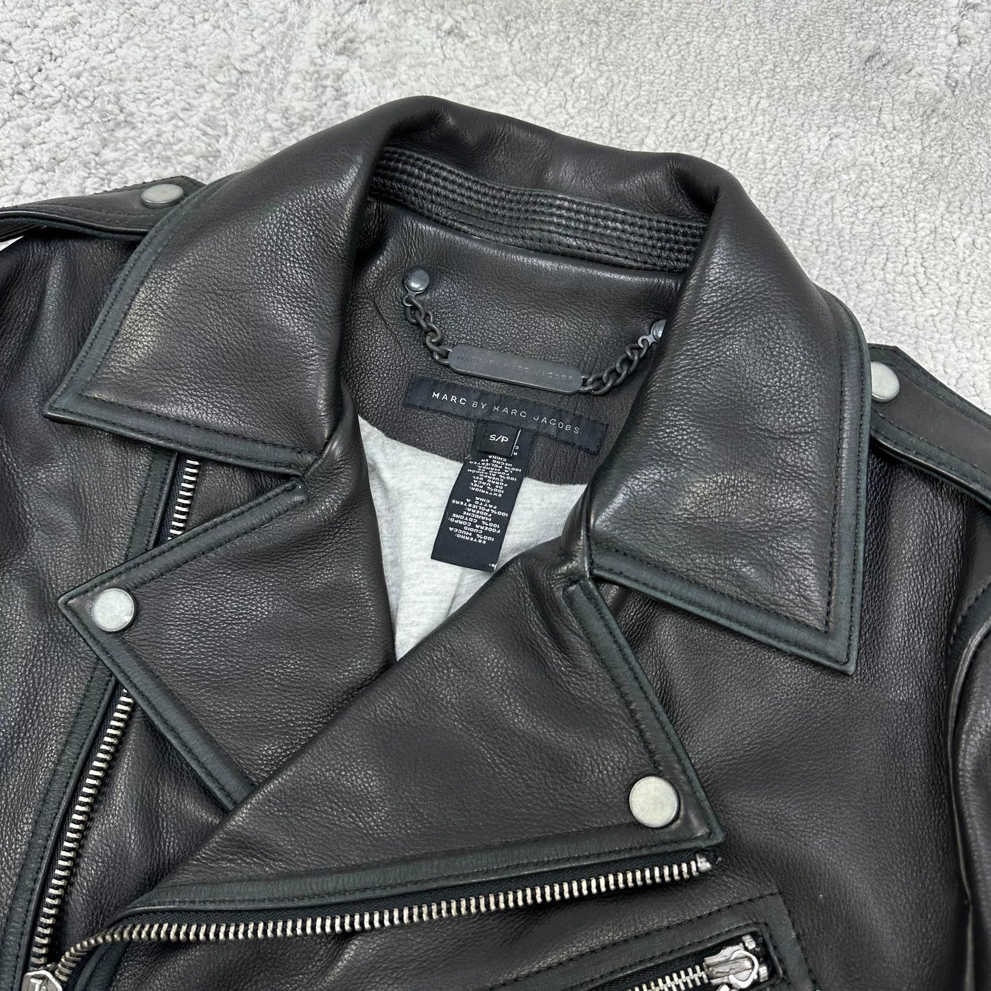black leather biker jacket by marc jacobs