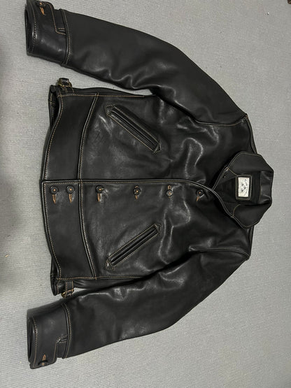 Campus Cowhide Leather Biker Jacket