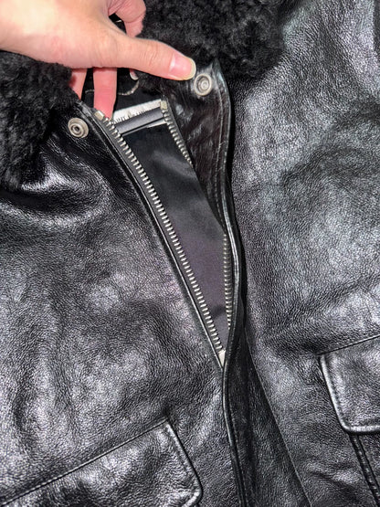 Saint Laurent Black Pilot Leather Jacket