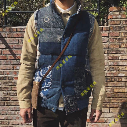 visvim insulator down vest kofu indigo pattern
