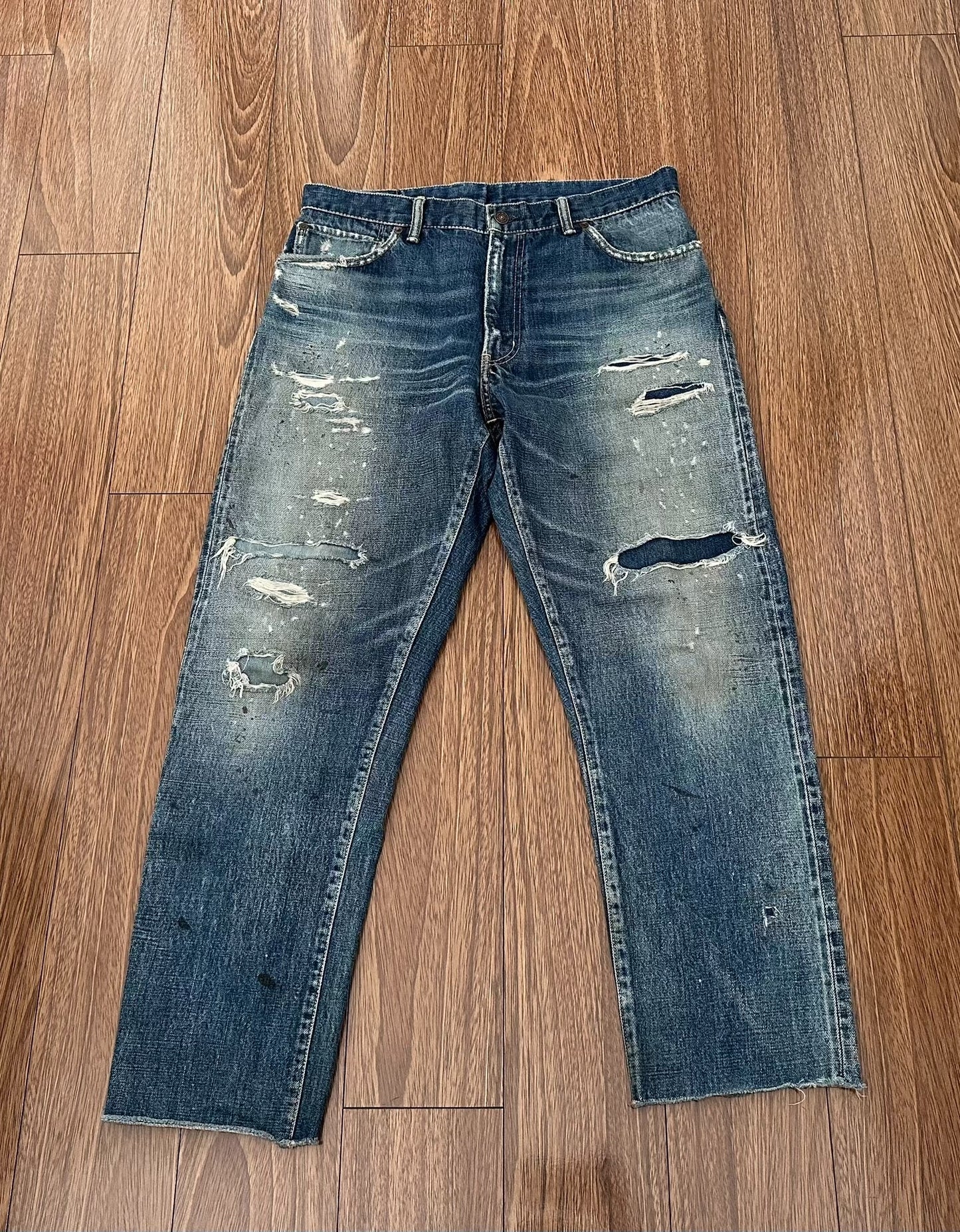 visvim journeyman tacked crash denim pants