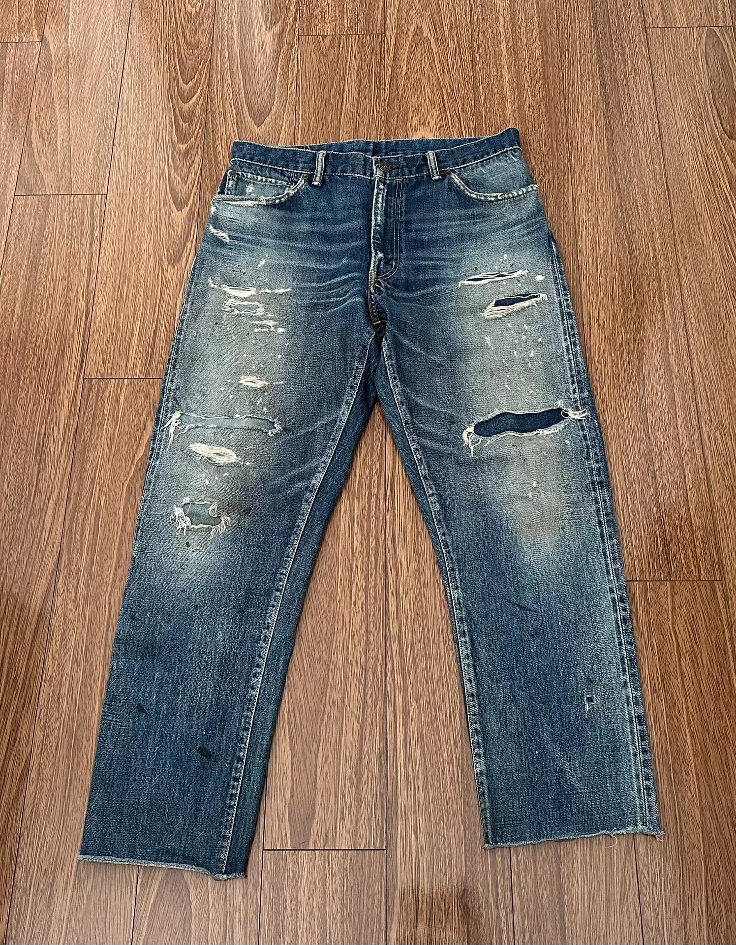 visvim journeyman tacked crash denim pants