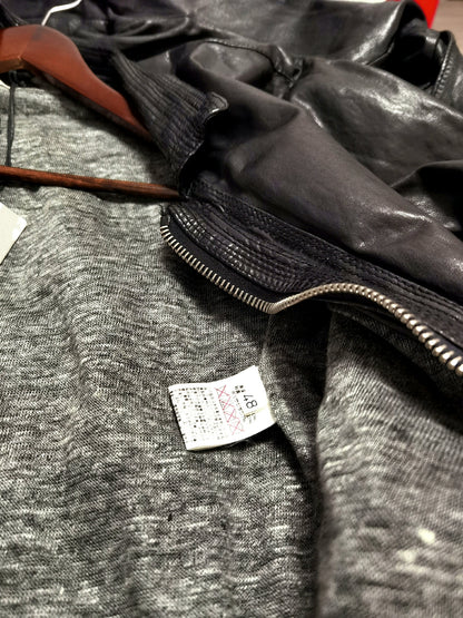 Giorgio Brato Slim Distressed Leather Jacket 48