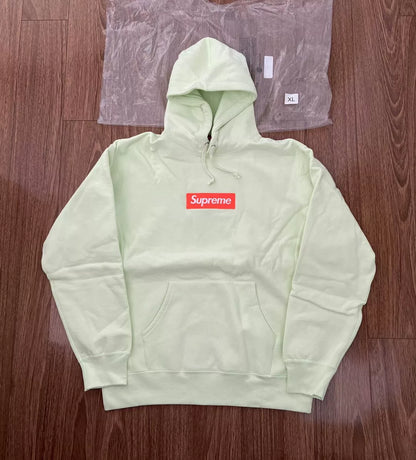 supreme pale lime box logo hooded sweatshirt