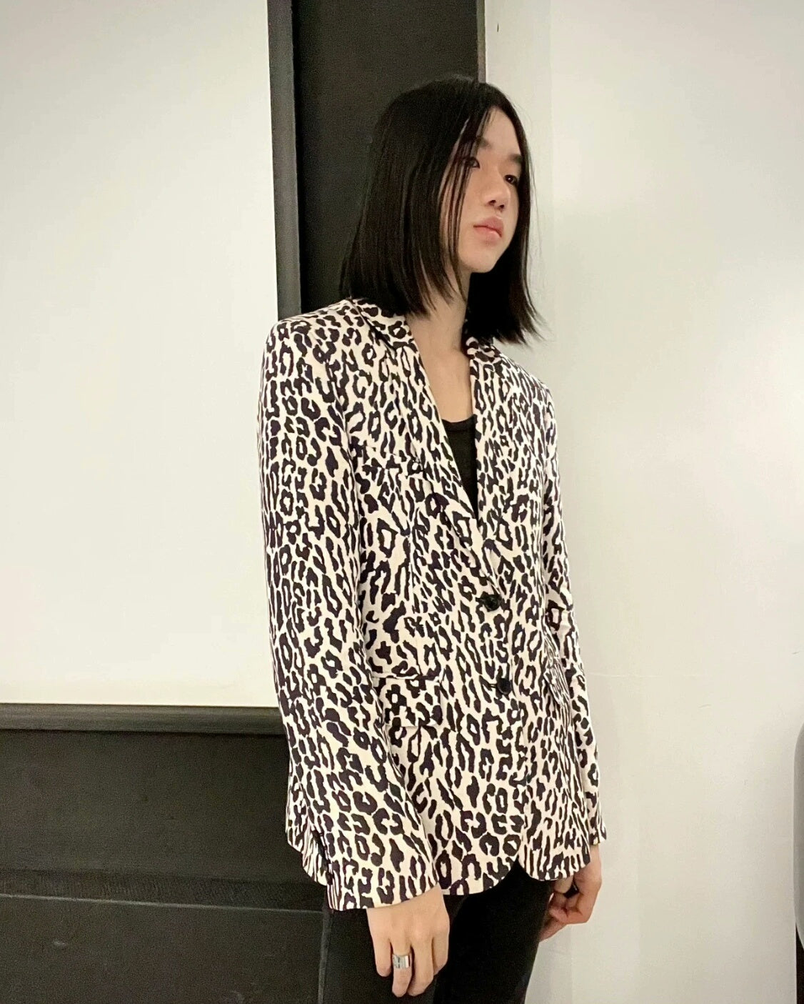 Saint Laurent Black White Leopard Blazer