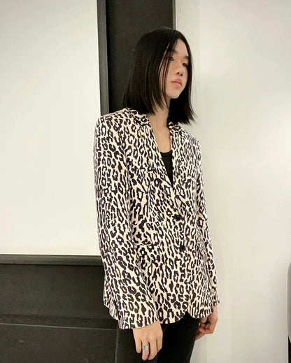 Saint Laurent Black White Leopard Blazer