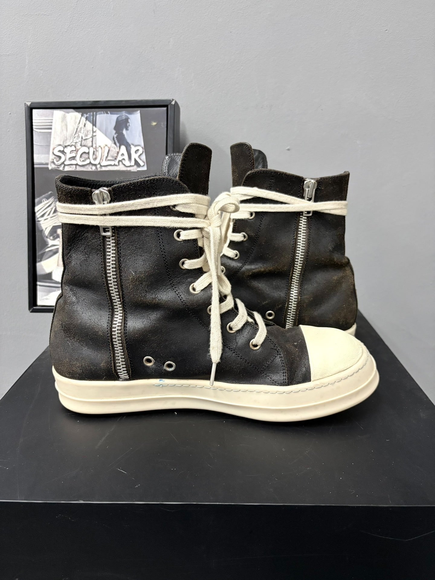 Rick Owens High-Top Leather Sneakers