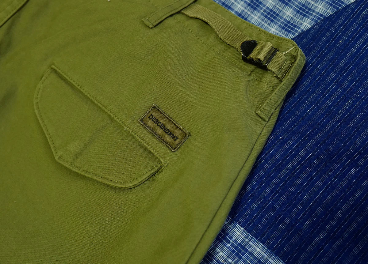 descendant m65 satin shorts in olive green