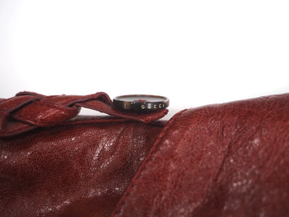 gucci double-breasted leather jacket in burgundy