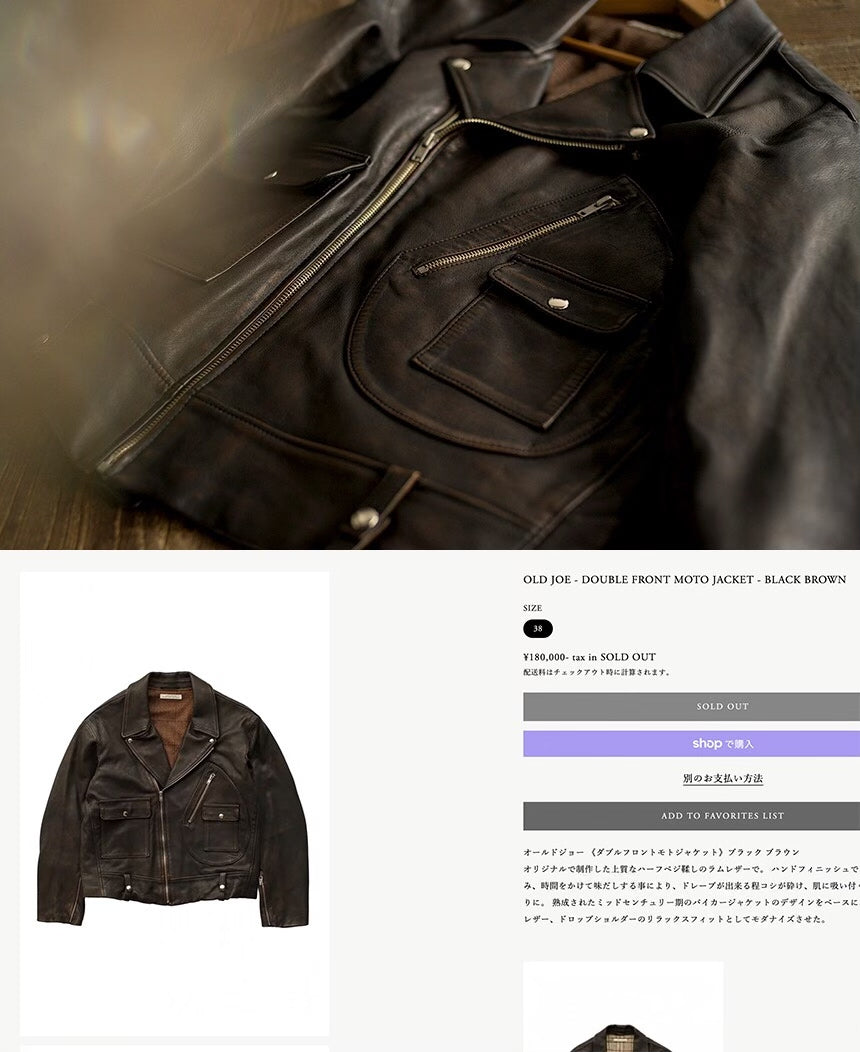 OLD JOE Sheepskin Double Front Moto Jacket