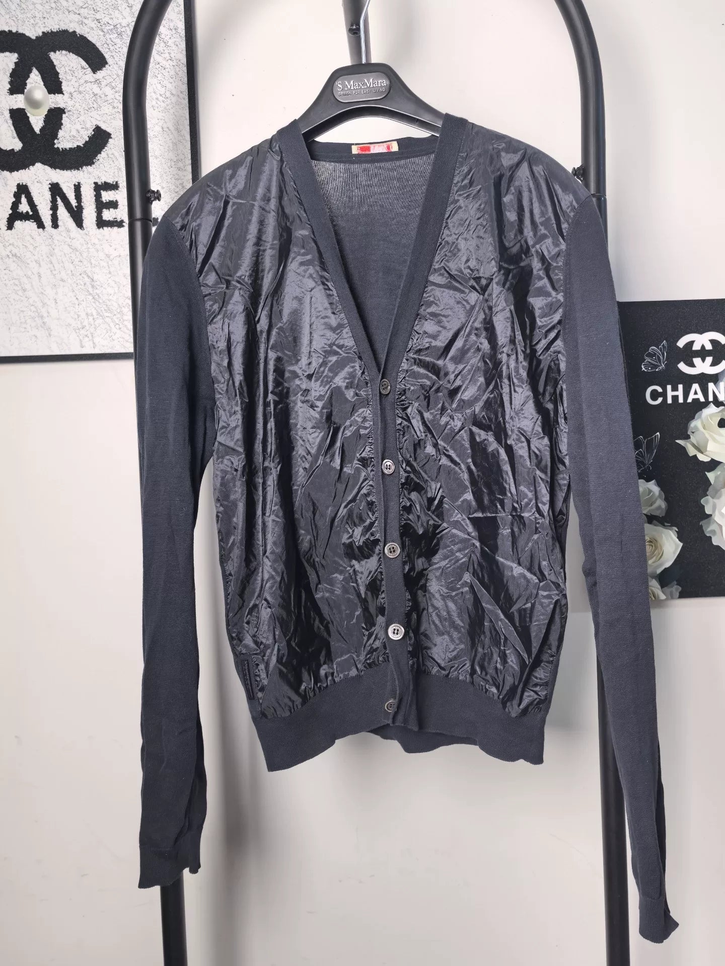 Prada Nylon Panel Cardigan