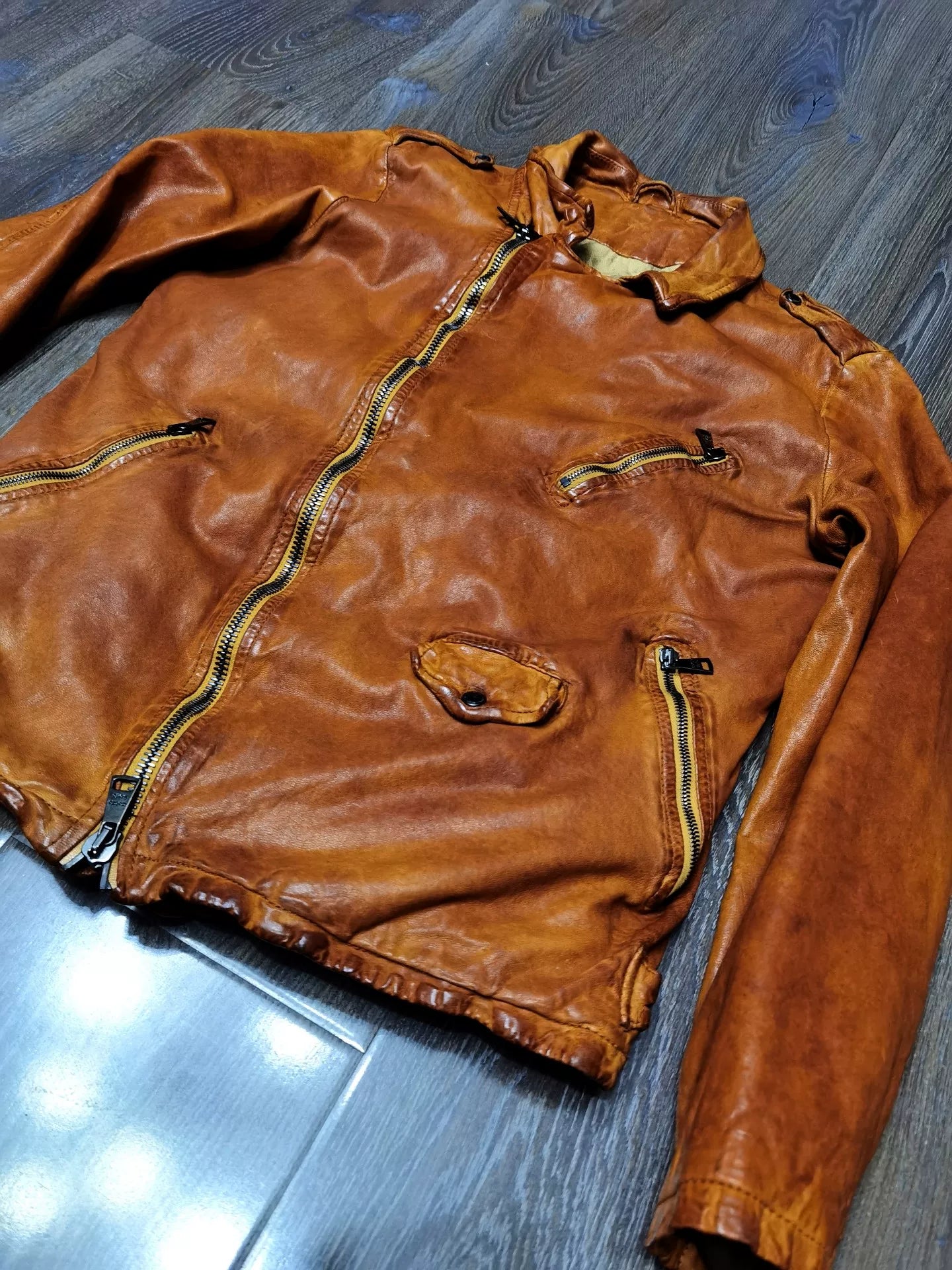 Giorgio Brato Washed Distressed Leather Jacket