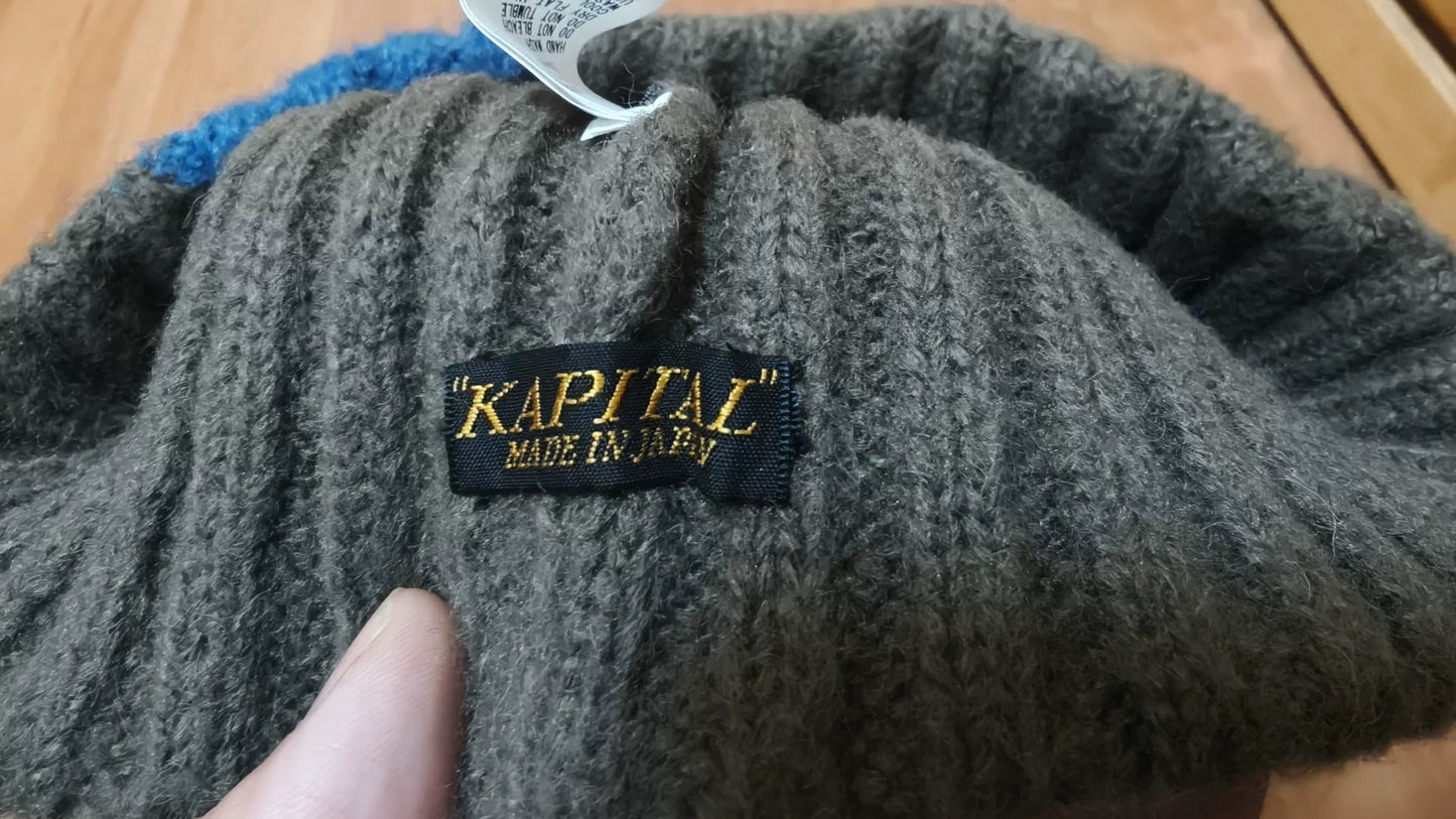 kapital patchwork knit beanie hat