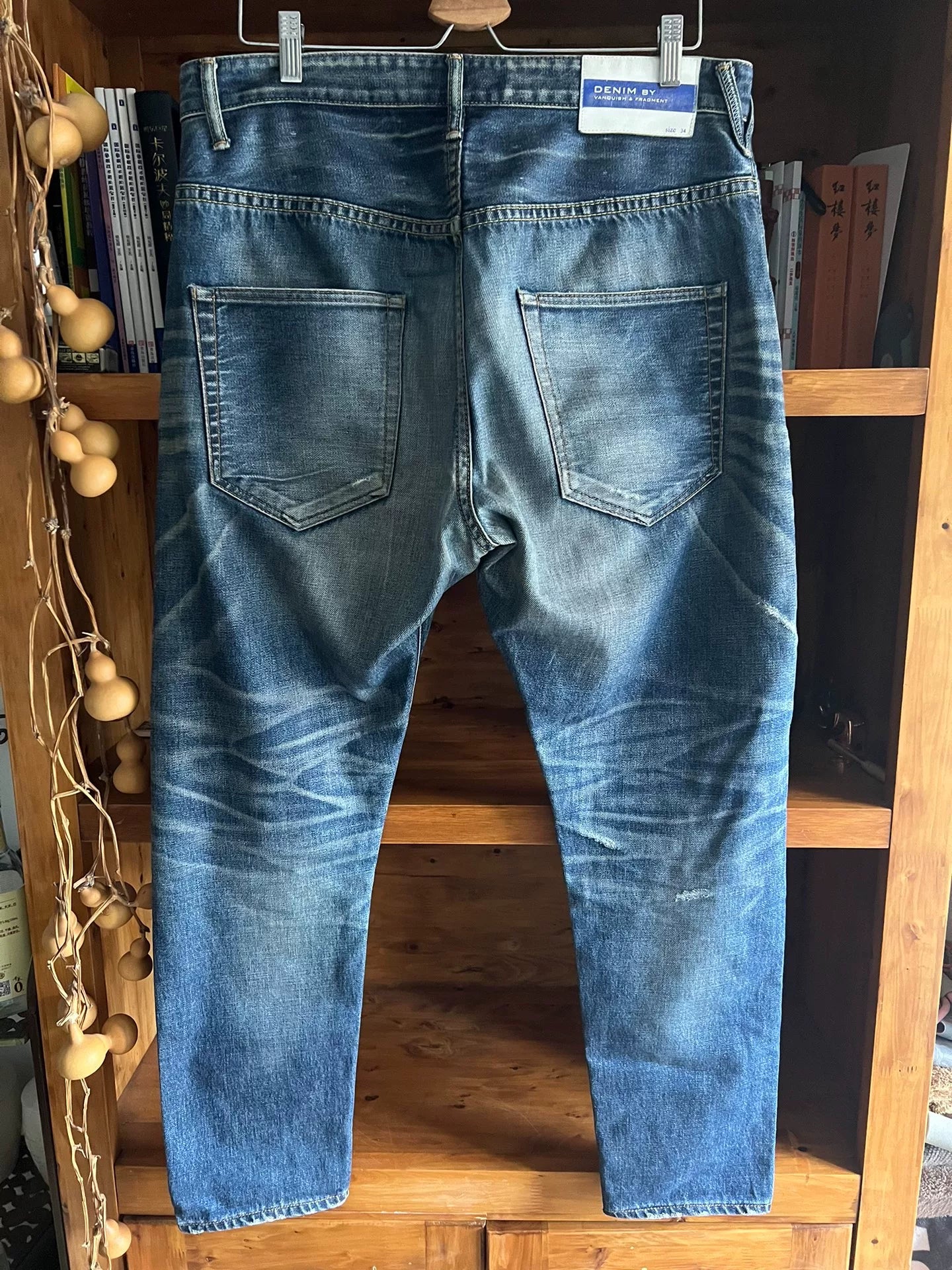 vanquish fragment distressed blue denim jeans