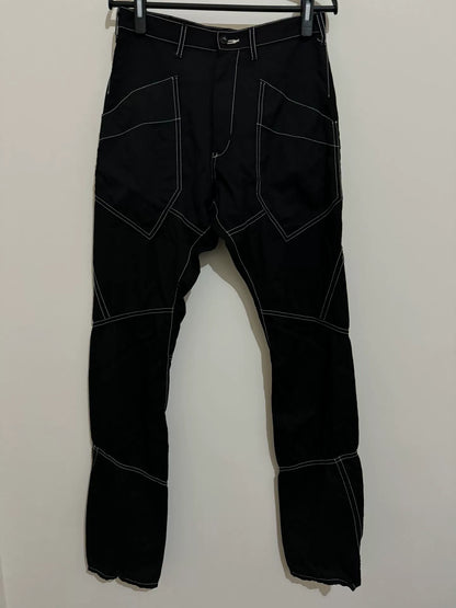lightweight black wool pants with unique design