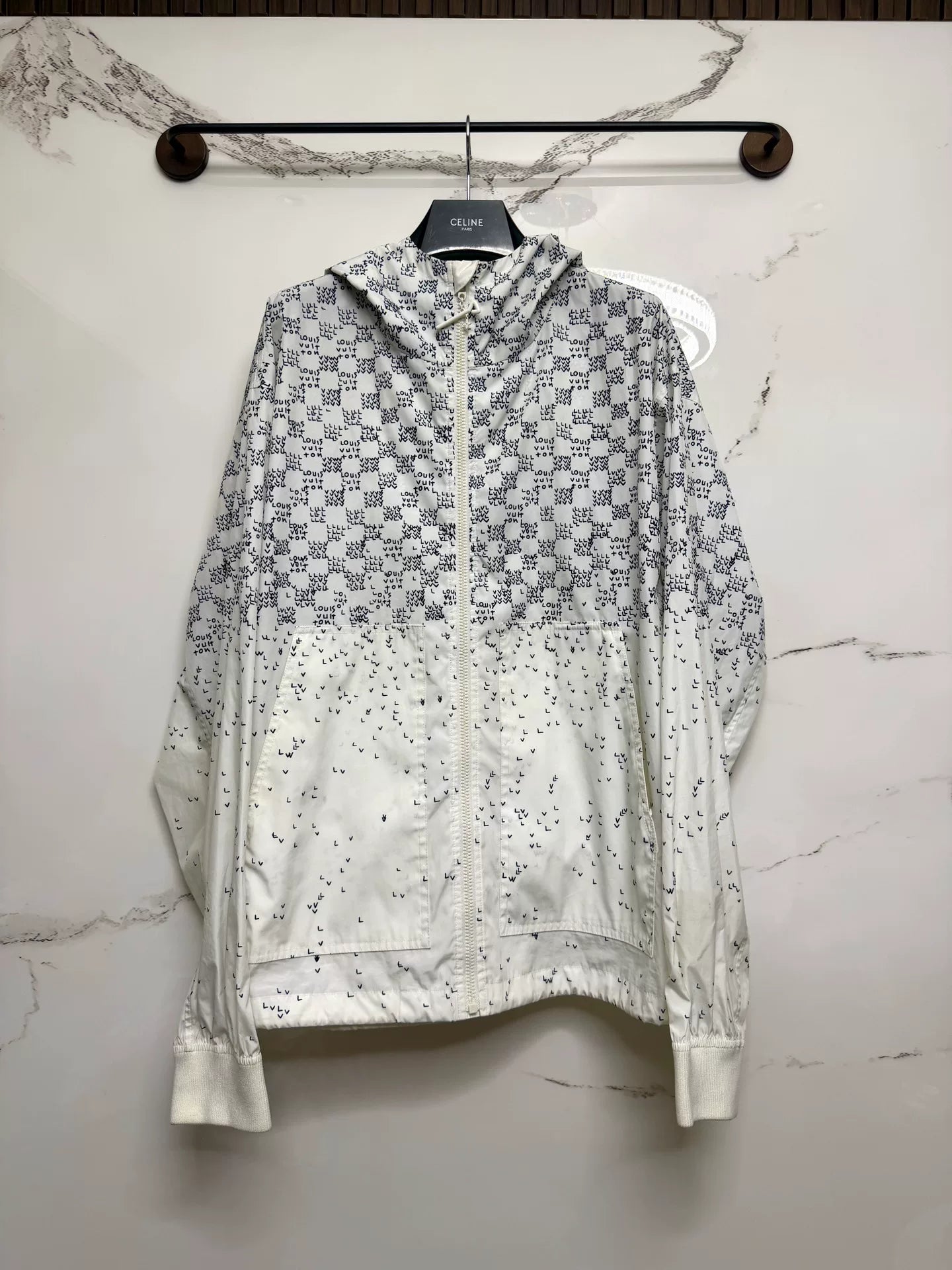 louis vuitton checkered logo windbreaker jacket