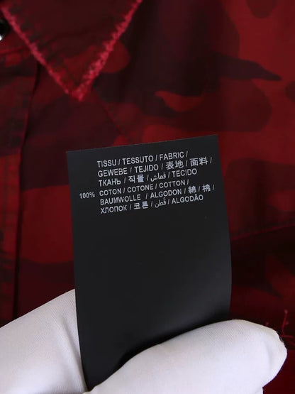 Saint Laurent Men's Red Camo Cotton Shirt