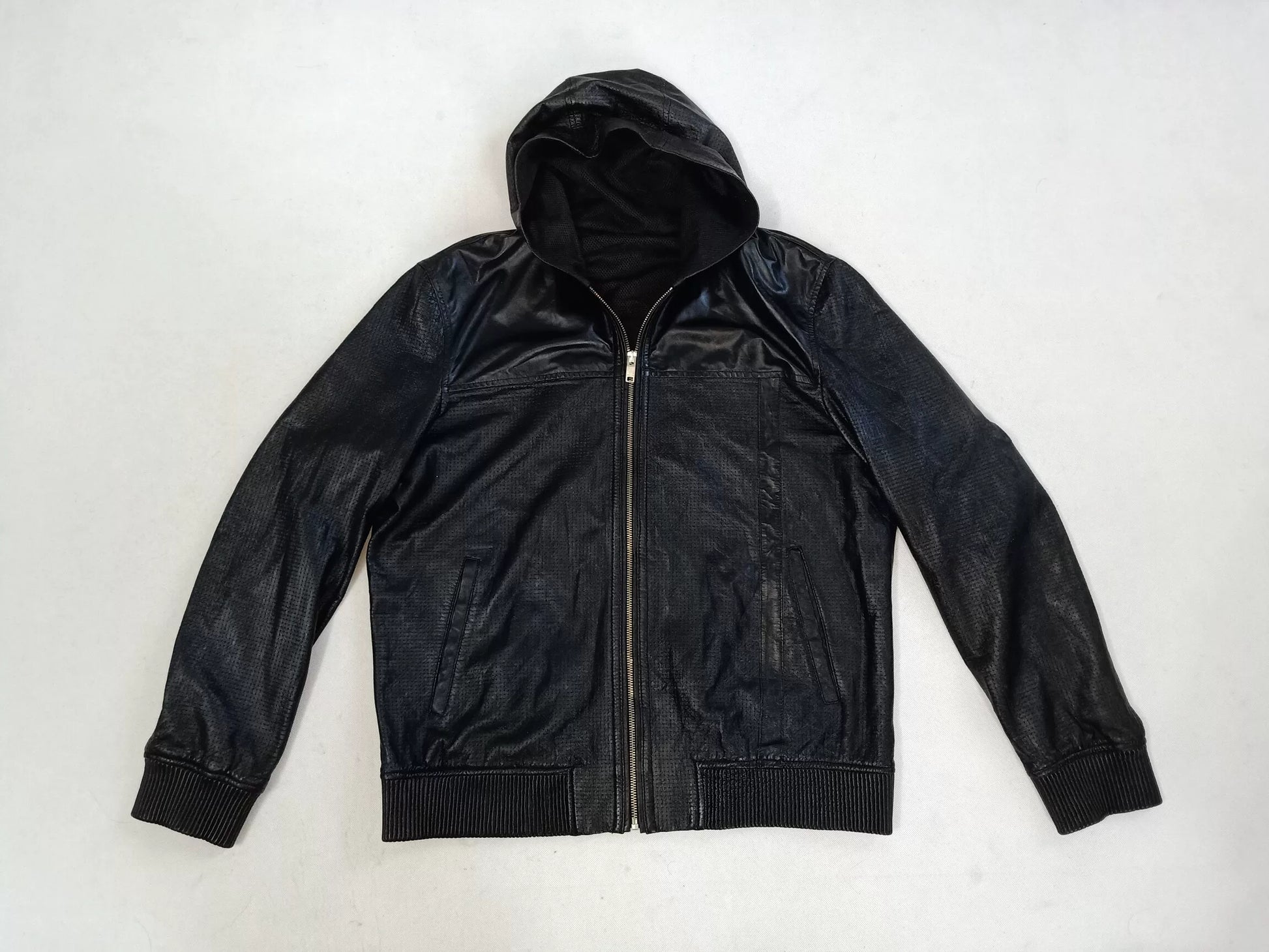Saint Laurent Men's Leather Hooded Jacket