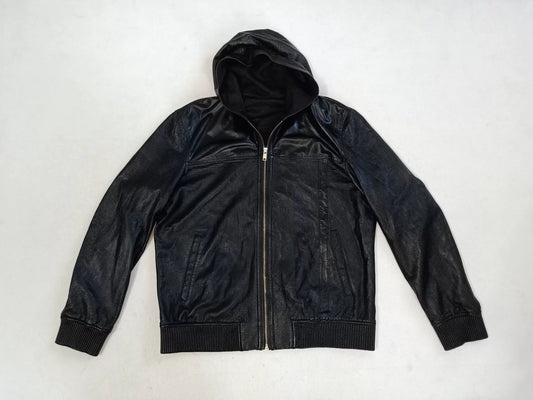 Saint Laurent Men's Leather Hooded Jacket