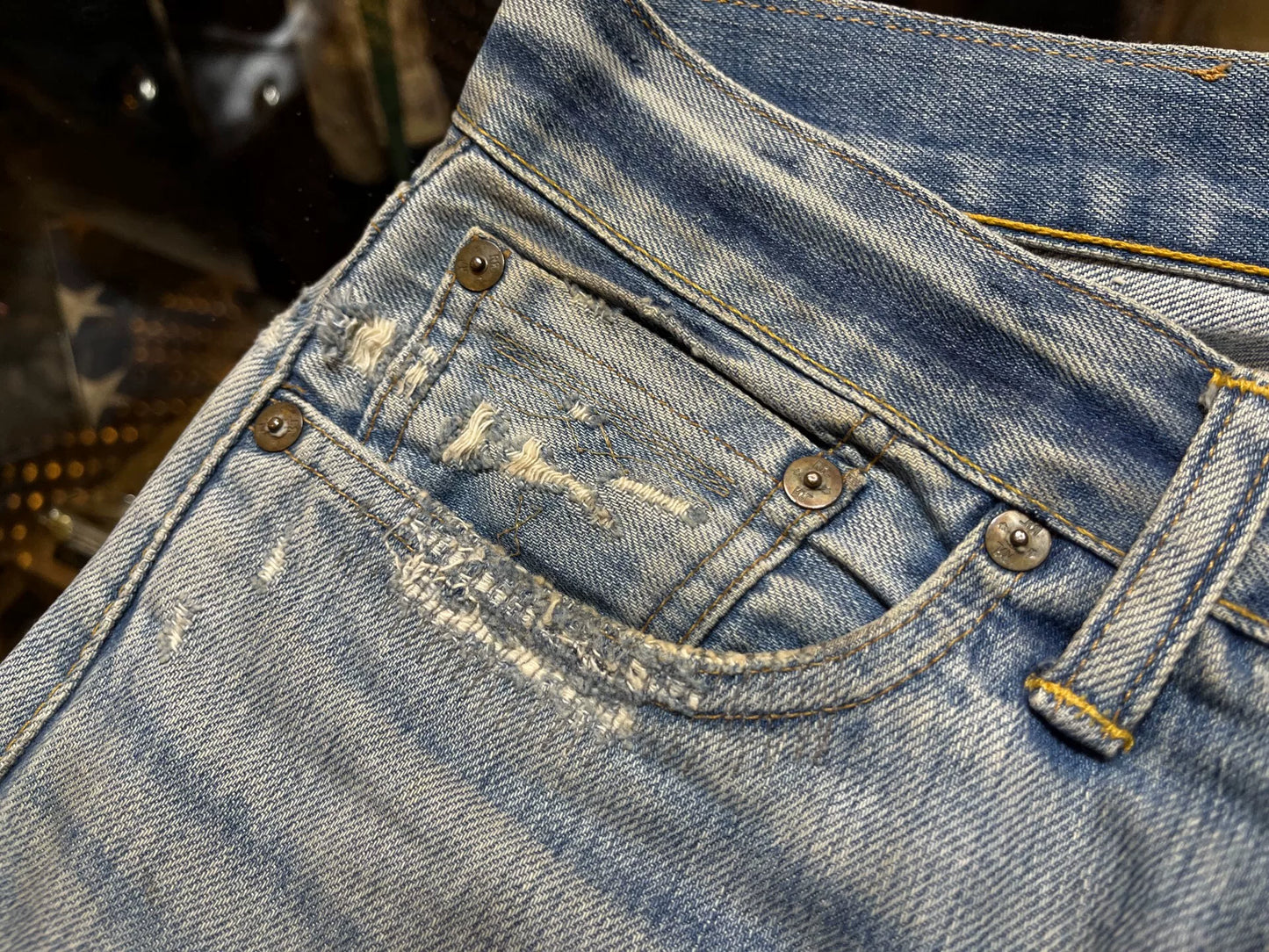 vintage distressed denim jeans by RRL