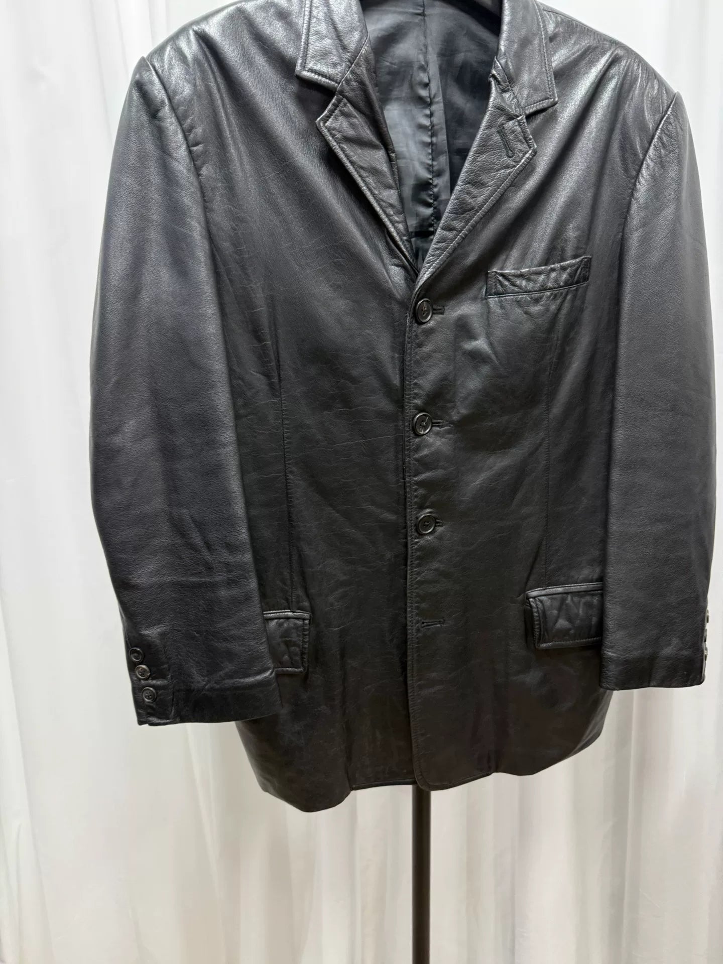 yohji yamamoto men's oversized leather jacket