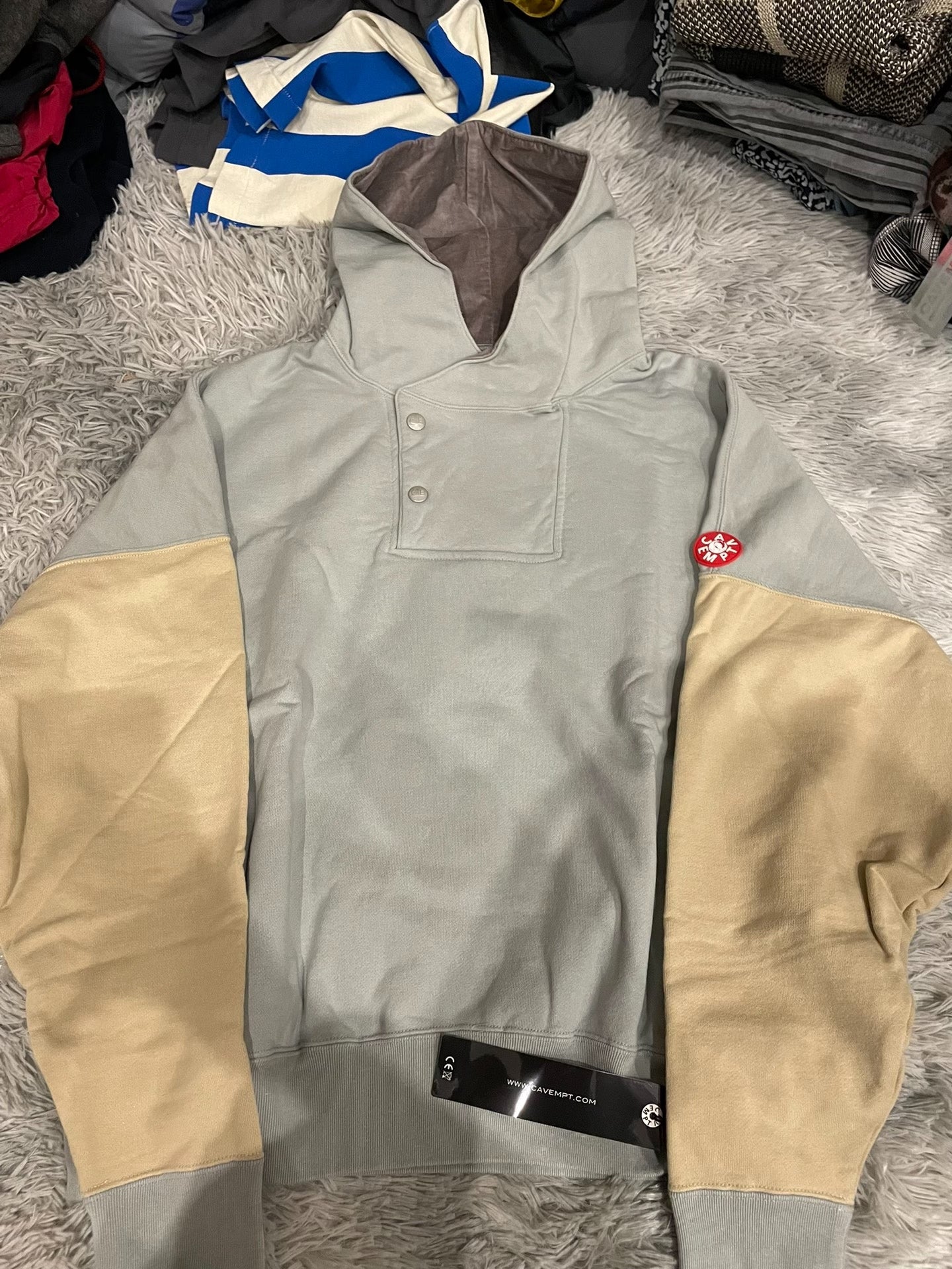 CE/CAVEMPT Colorblock Henley Collar Hoodie