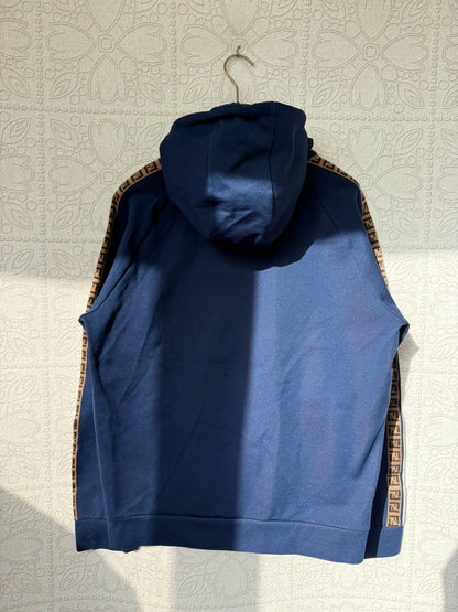 fendi logo printed hoodie in blue