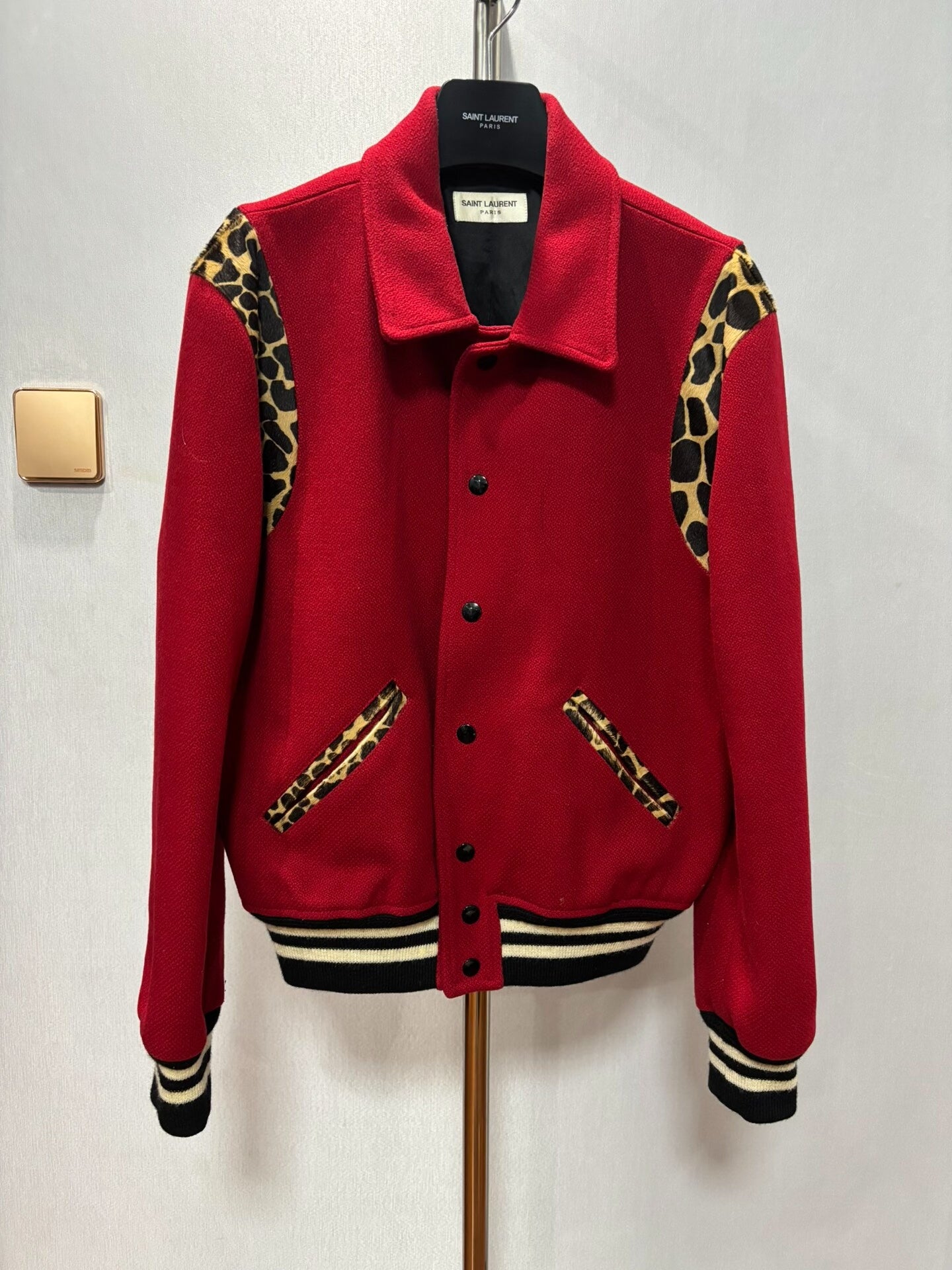 Saint Laurent Red Leopard Print Jacket