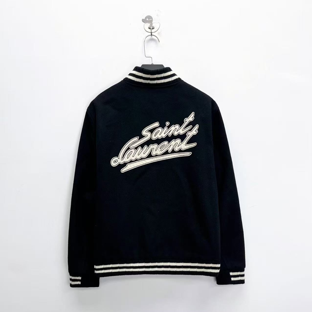 Saint Laurent Striped Embroidered Baseball Jacket