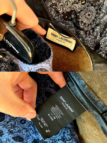 black distressed leather floral vest