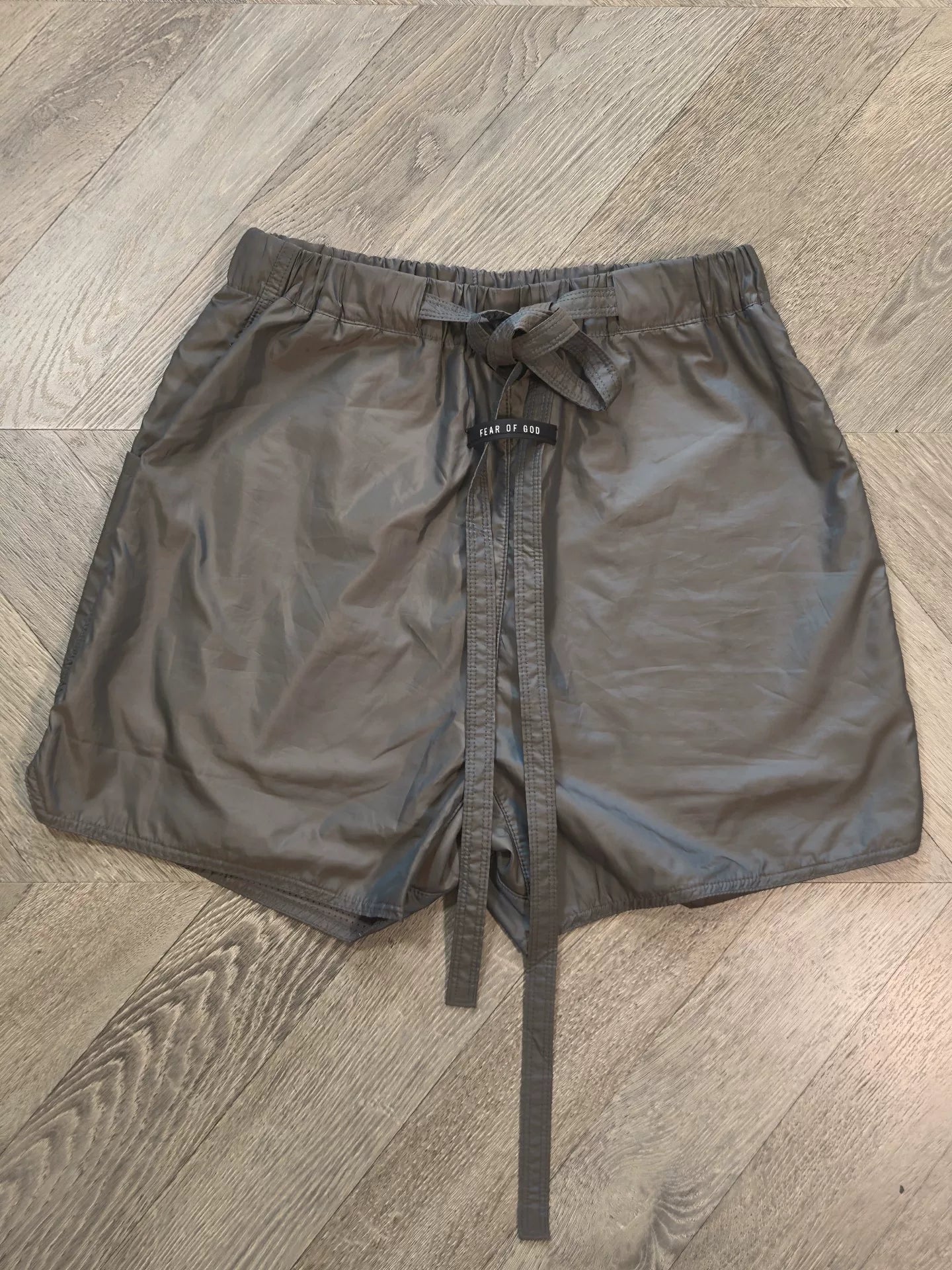 fear of god gray shorts with drawstring