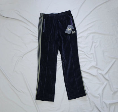 needles narrow track velvet pants with stripes