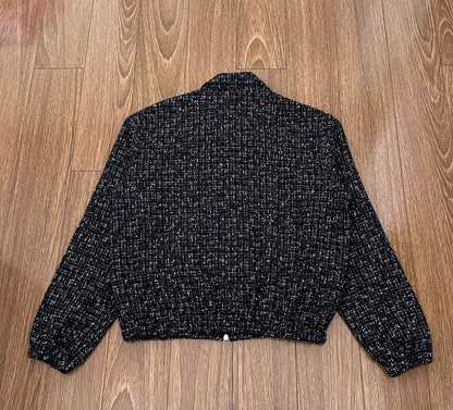 cotton wool tweed harrington jacket