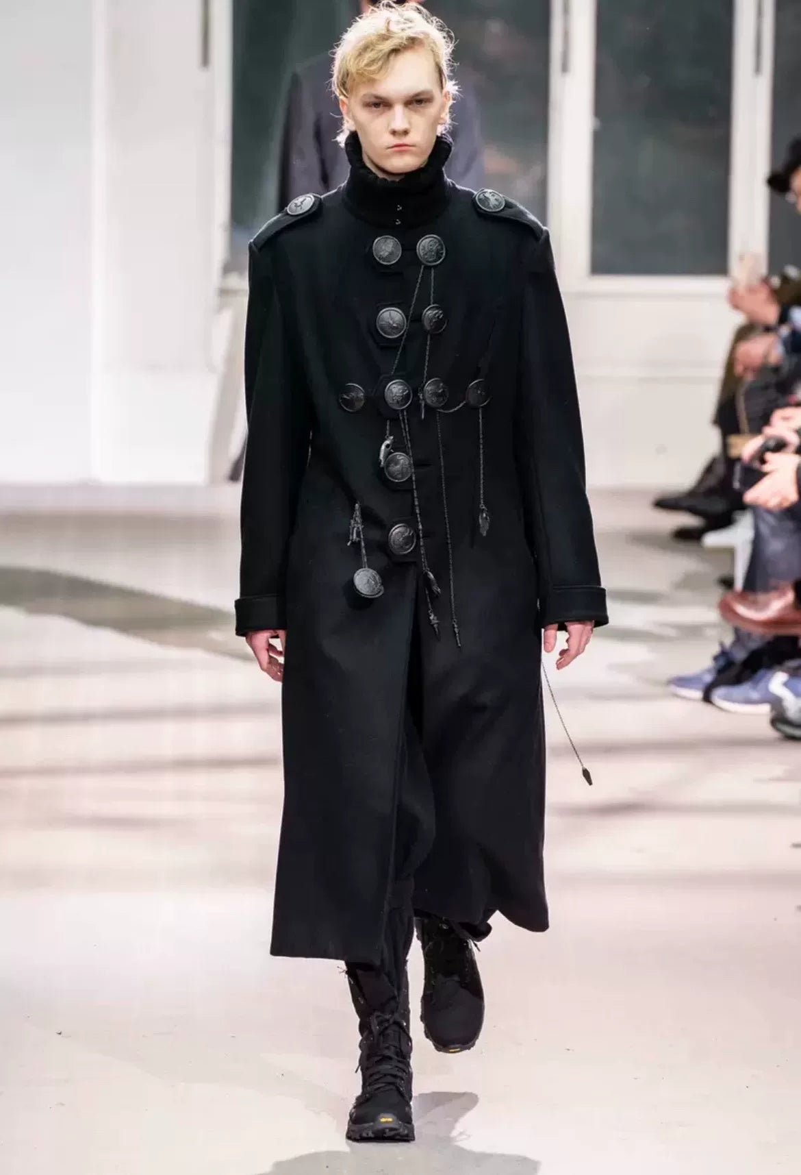 Yohji Yamamoto 19AW Black Button Military Coat