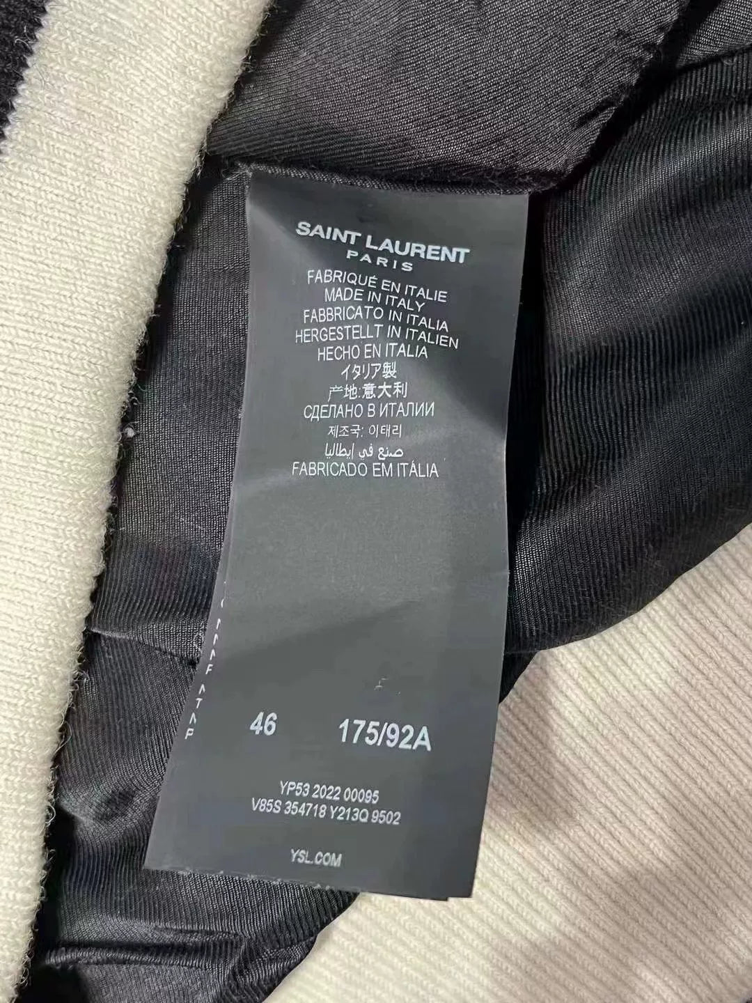 SAINT LAURENT White Baseball Jacket