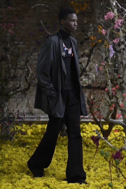 raf simons ss21 patchwork flared denim pants