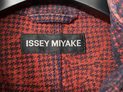 issey miyake men red brown patterned jacket