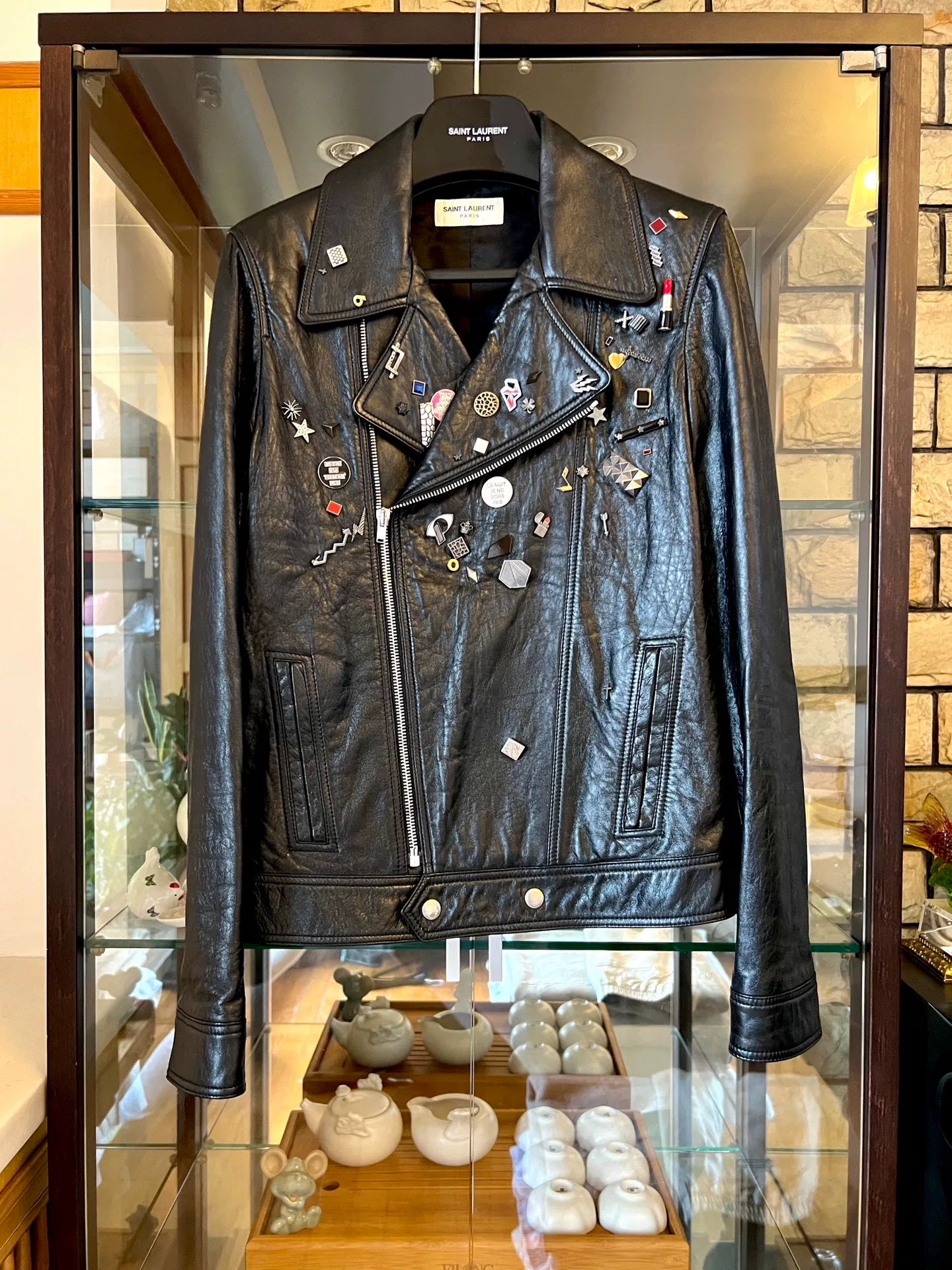Saint Laurent Badge Leather Jacket 15FW