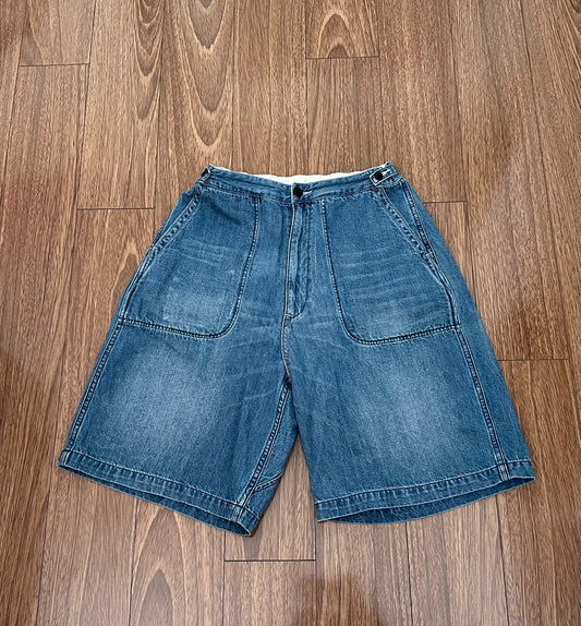 denim work shorts in indigo dye