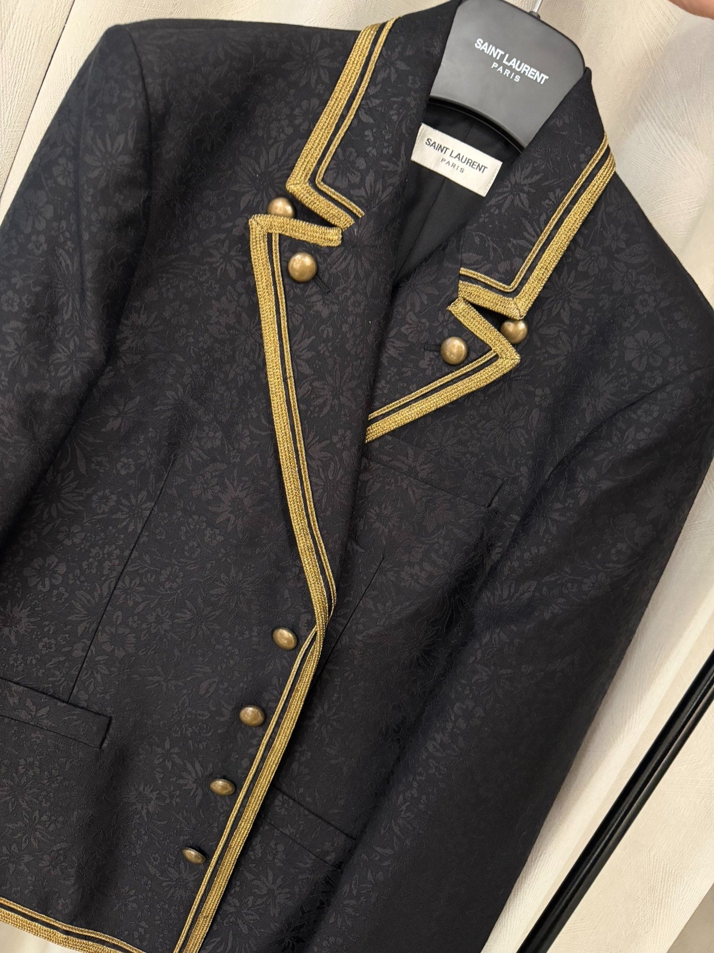 Saint Laurent 20ss Floral Gold Trim Jacket