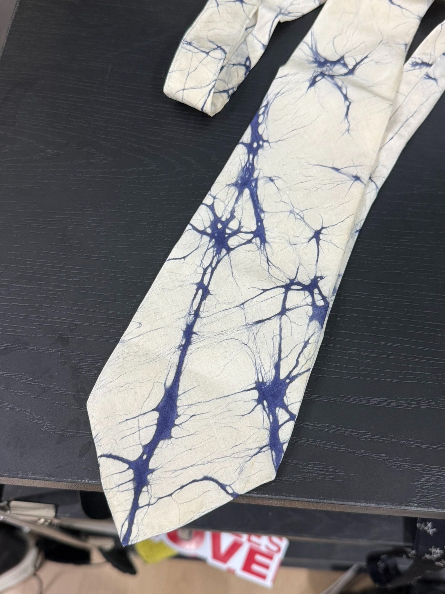 Comme des Garcons Blue Printed Silk Tie