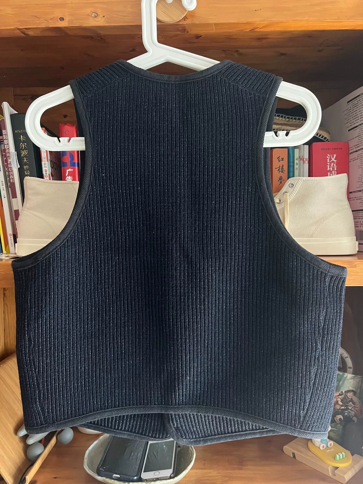 stylish blue wool vest for layering
