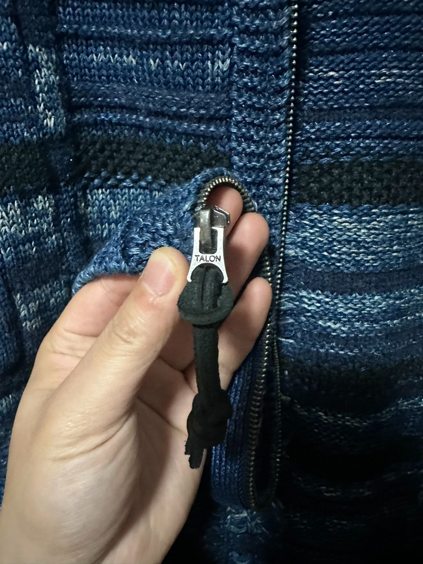 RRL Indigo Dyed Shawl Collar Zip Cardigan