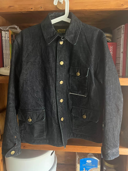 sturdy denim jacket with blanket lining