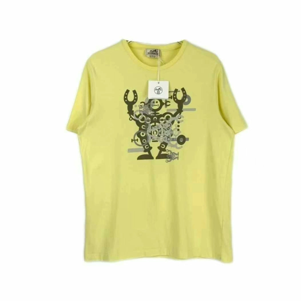 hermes yellow robot logo short sleeve t-shirt