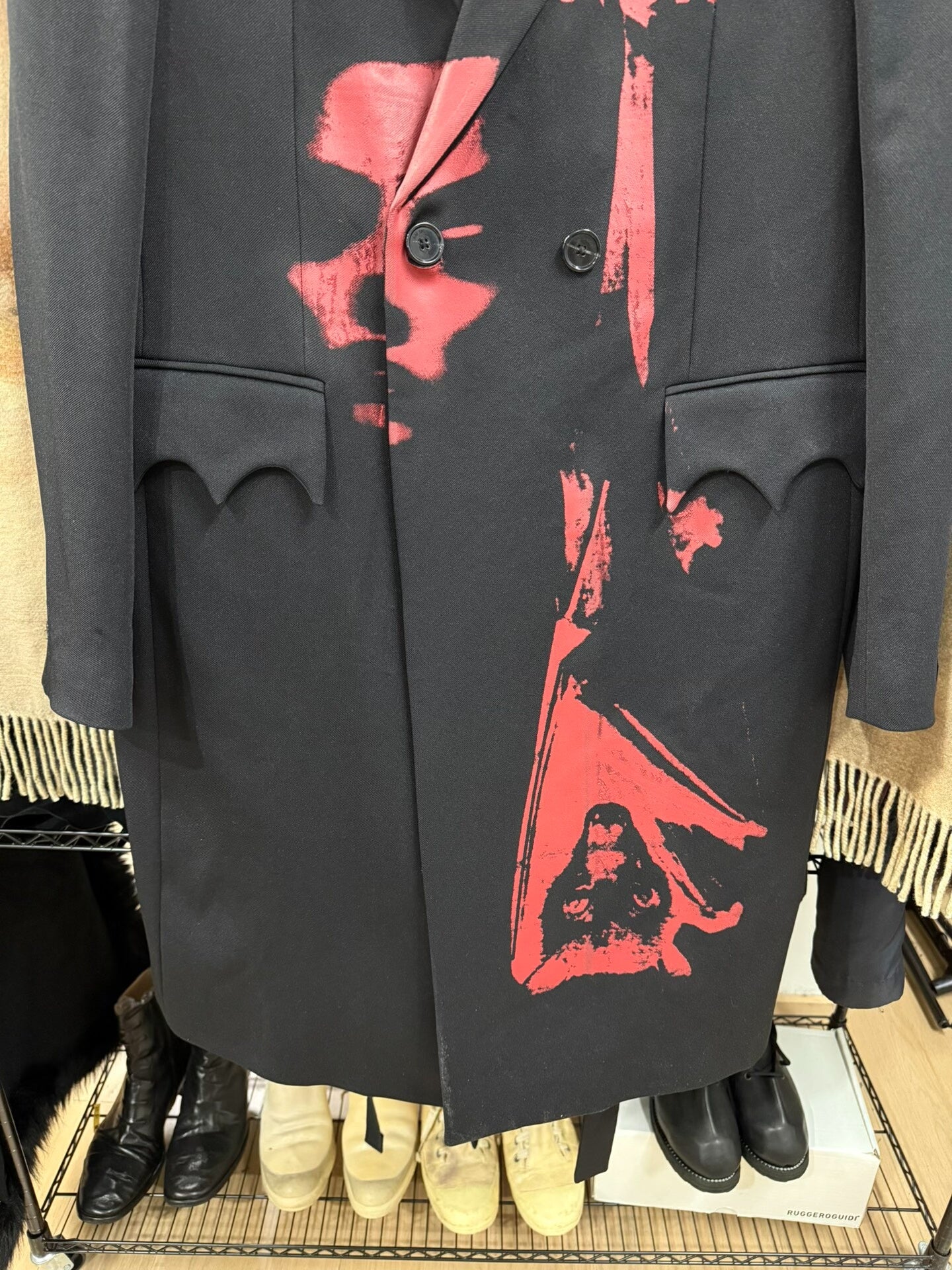 raf simons painted wool coat size 48