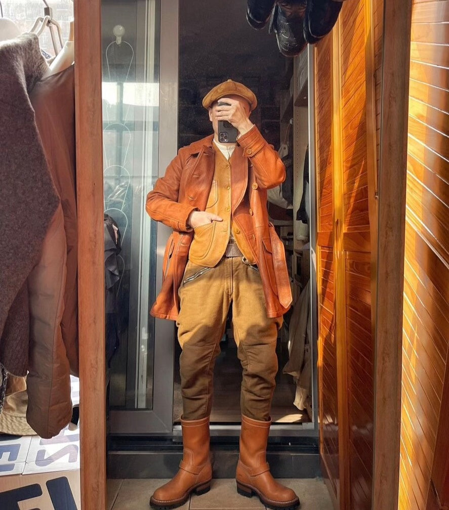 rustic red aviator coat by freewheelers