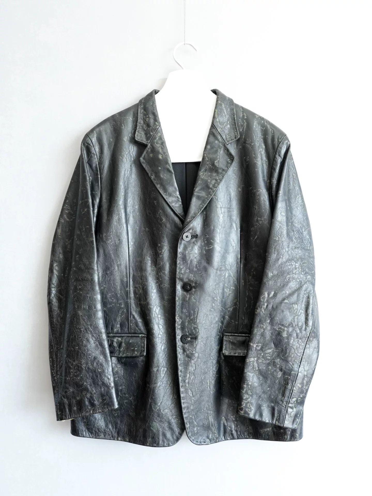 yohji yamamoto limited edition patterned leather jacket