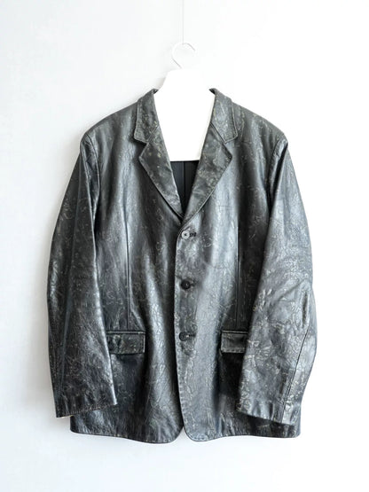 yohji yamamoto limited edition patterned leather jacket