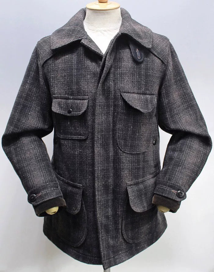 heavy wool check jacket with pockets